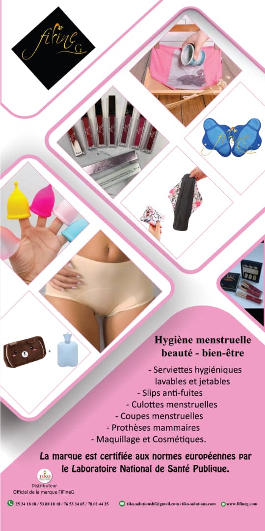 Notre offre de produits d'hygiène menstruelle (GHM) AU BURKINA
